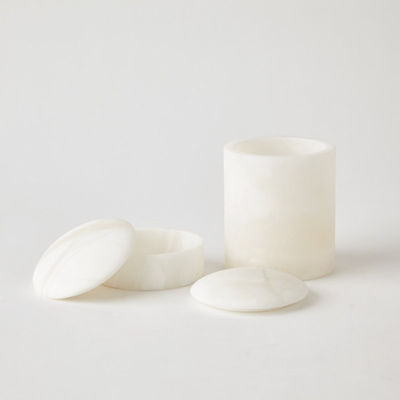 Gala Alabaster Canister-Short, White