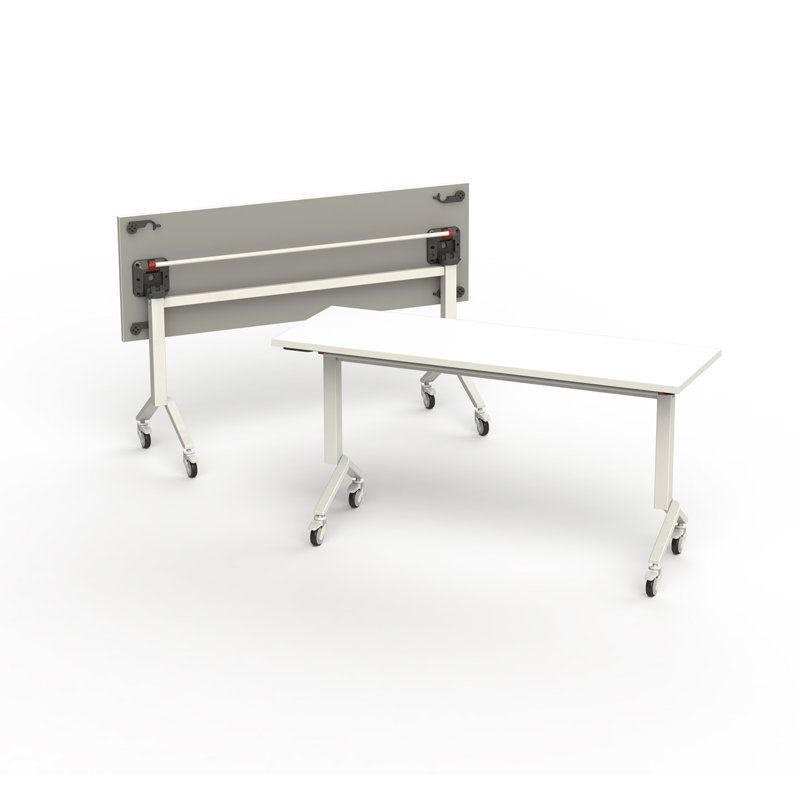 White Matte 6' Rolling Training Table with White Edge