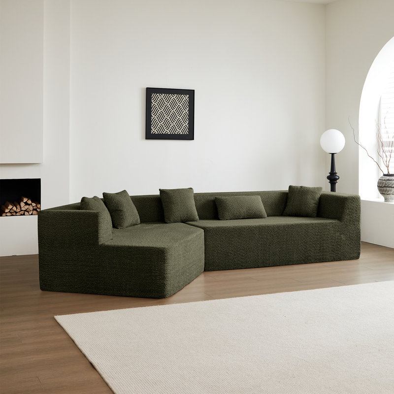 Modulaire moderne minimaliste de 127,5 po avec siège profond. Aucun assemblage requis. Forme géométrique pour des arrangements polyvalents. Enduit à haute mousse. Tissu respirant. 3, siège modulaire Shimmering Shine,
