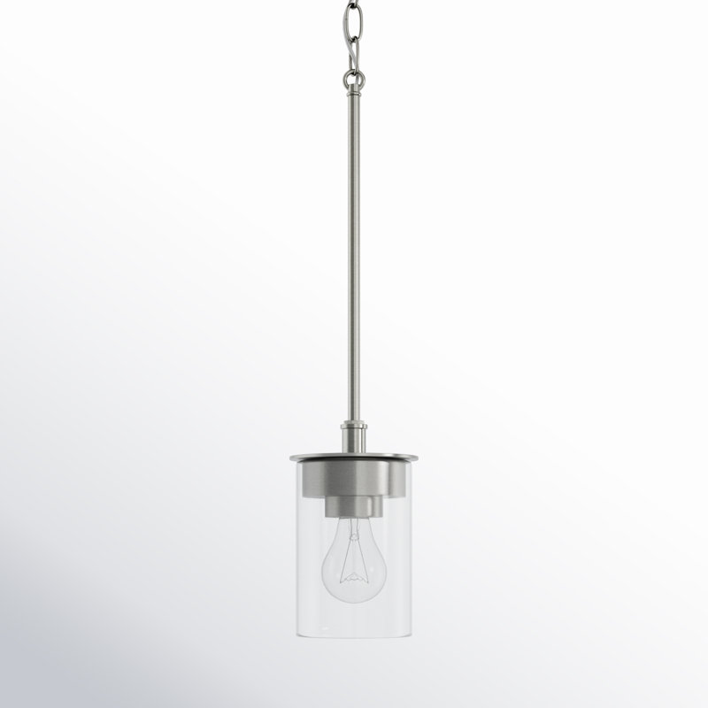 1 - Light Cylinder Pendant, Brushed Nickel