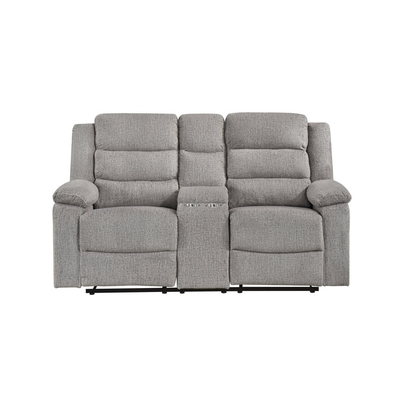 Causeuse double inclinable avec console, brun-gris, Brun-gris