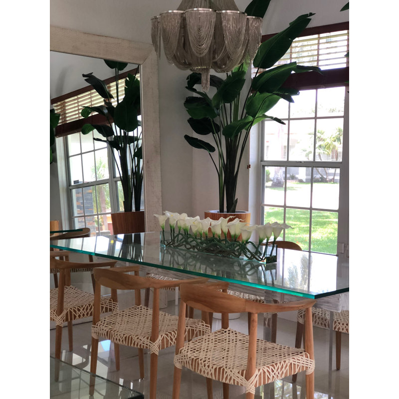 Casa Moderna glass plate planter with mango calla lilies, White