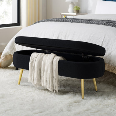 Banc de rangement rembourré en flanelle