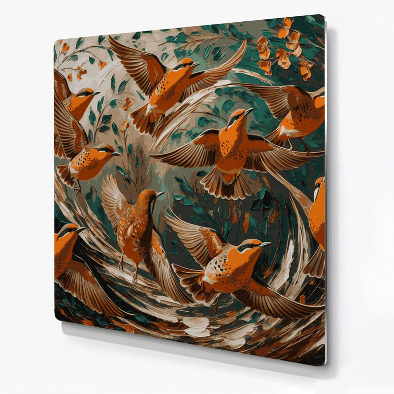 Art mural en métal oiseaux, H 8 po x l 8 po