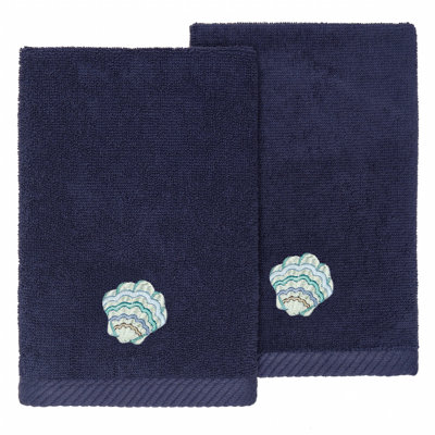  2 Piece Turkish Cotton Aaron Embellished Fingertip Towel Set