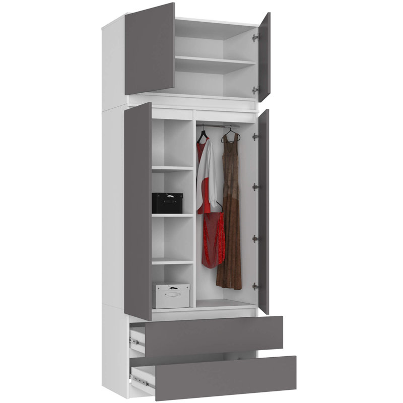 Spasoje 2 Door Manufactured Wood Wardrobe, 234cm H x 90cm W x 51cm D