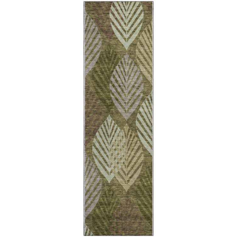 Premium Machine Washable Prisco Olive Rug