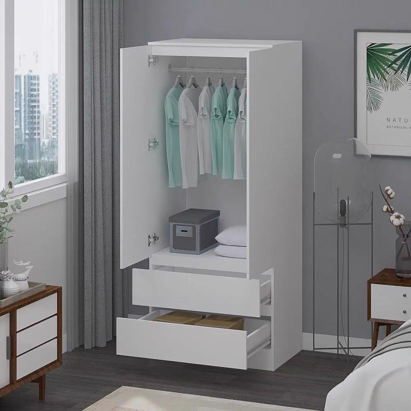 2 Door Wardrobe, White