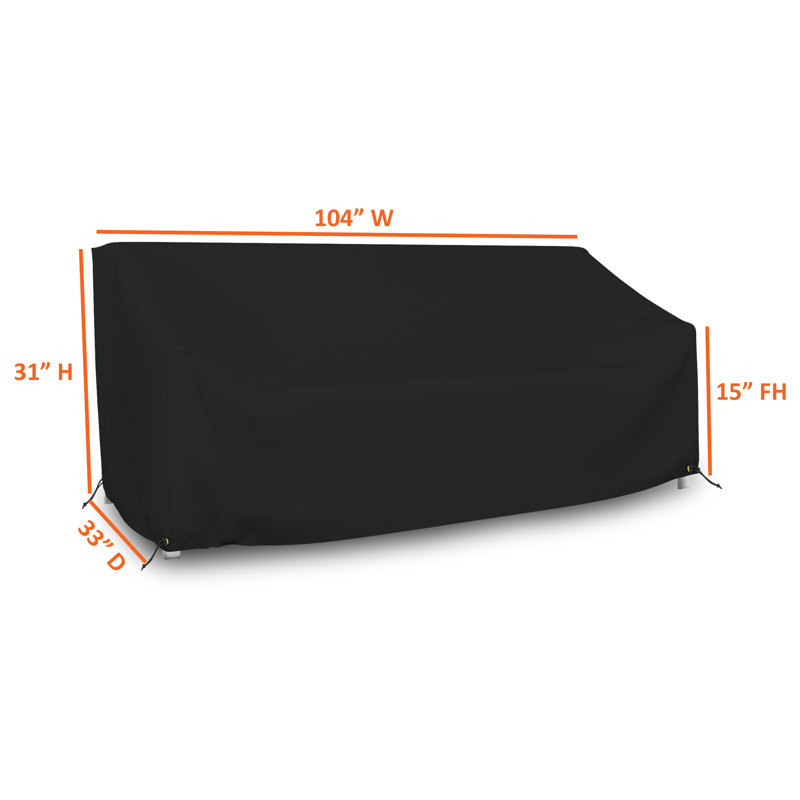 Housse de banc d'extérieur robuste et imperméable multi-usage, housse de banc profond 3 places Patio Lounge, Noir