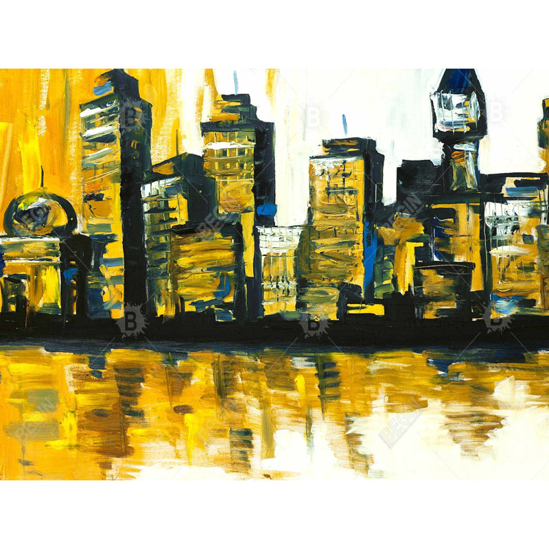 Ville jaune - Art sur toile pour la décoration intérieure | Décoration murale vibrante