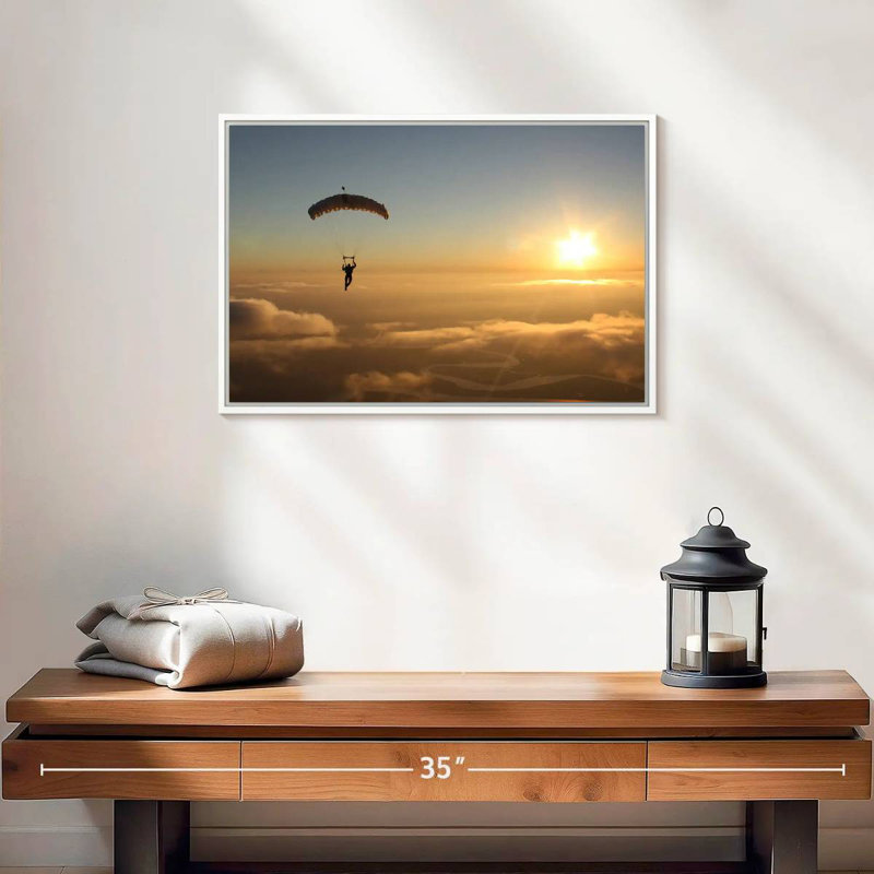 Skydiving Sunset, 19" X 13", Floating Frame White