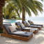 Méridiennes de patio réglables, chaise longue de piscine moderne en teck de bois d'acacia