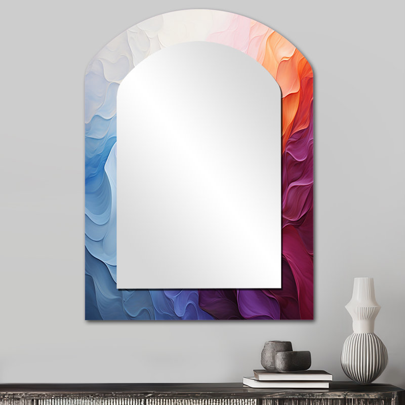 Colourful White Rainbow spiral II - miroir asymétrique arc-en-ciel, 34 po x 25 po