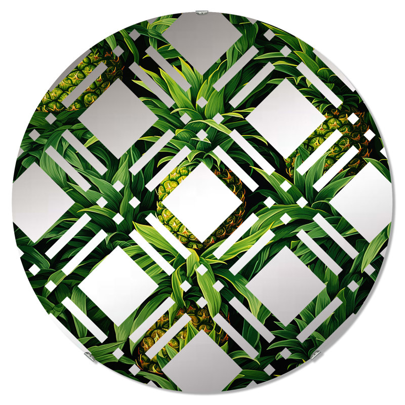 Tapisserie Tropicana Pinapple - Miroir décoratif à carreaux | Rond, 23,6 po x 23,6 po