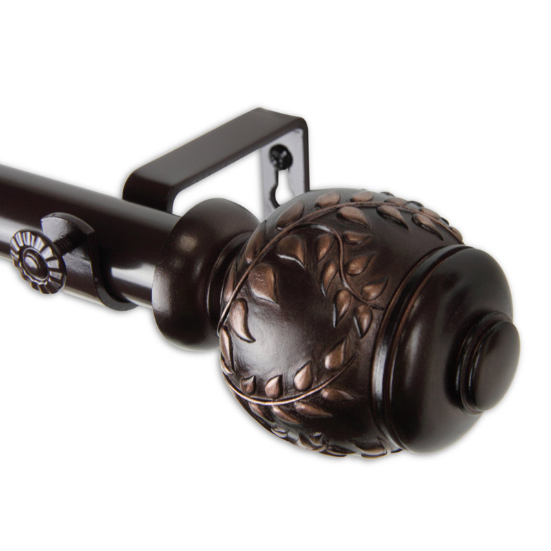 Haings Steel Adjustable Single Curtain Rod, 48" - 84", Bronze