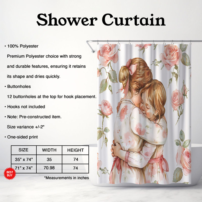 Motherly Affection - Rideau de douche haut de gamme 17, H 74 po x l 71 po