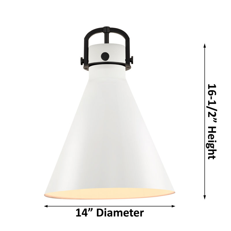Bernhardiene 1 - Light Single Pendant, Matte Black, Matte White, 18.25" H x 14" W x 14" D