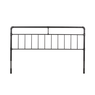 King Size Headboard With Industrial Style, Iron Frame, Piped Accents, Flat Black Finish, 75.42 In Depth Bed Featuring Tube Design, Color, 1.95 Width