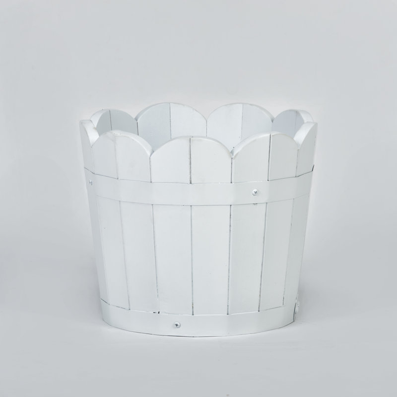 Pot à fleurs en baril Padminie, Blanc, H 9 po x l 10,5 po x P 10,5 po