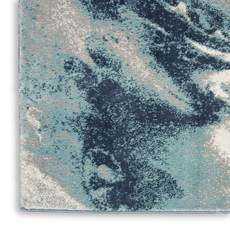 Tapis bleu en polypropylène Miep American Manor, Rectangle 3 pi 11 po x 5 pi 11 po