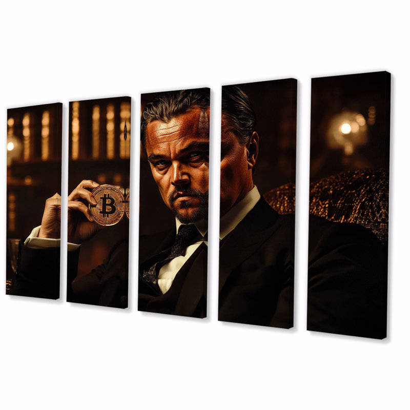 «Bitcoin Gentleman Wolf of Wall Street», ensemble d'art sur toile «Wolf of Wall Street», H 32 po x l 80 po