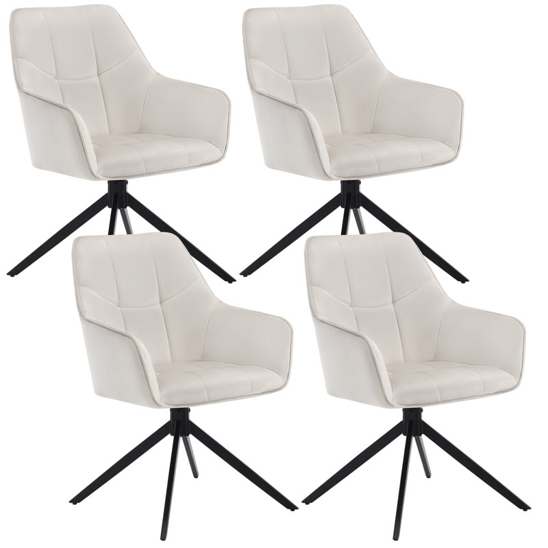 Zaytoune 47cm H Velvet Upholstered Metal Armchair, 4, Cream