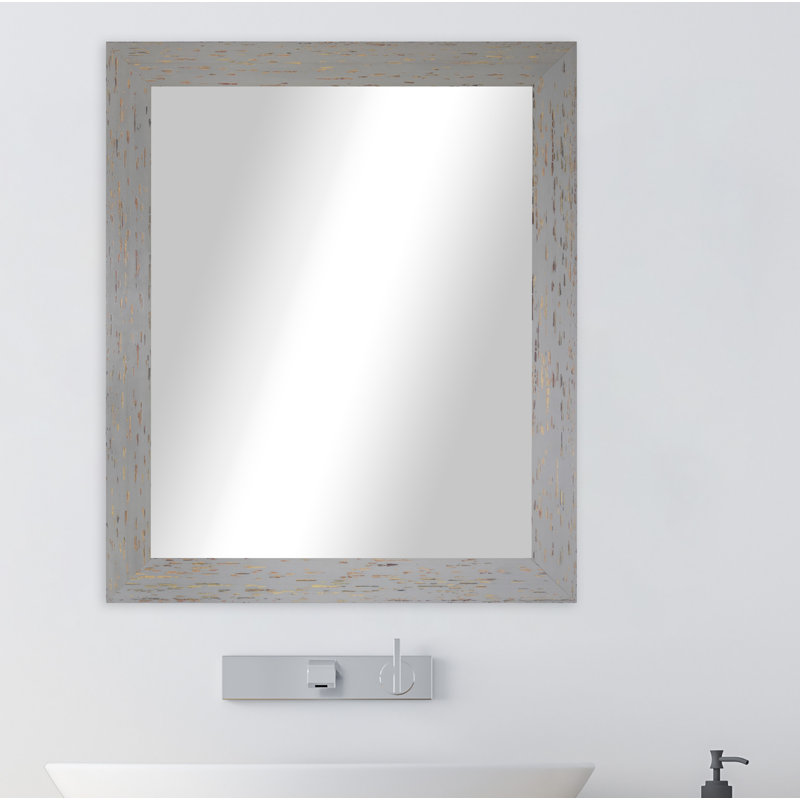 Miroir de salle de bain Uecker, H 25 po x l 21 po, Gris/rouge