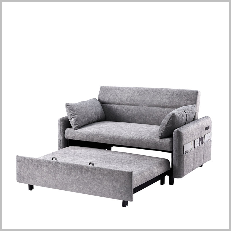 Morisel modern Sofa 54.5'' Sofa Bed Pull Out Couch Pull Out Sofa Sleeper Sofa Sofa Bed, Gray Microfiber