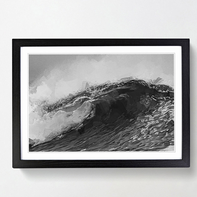 Wave of Life in Abstract - Picture Frame Graphic Art Print, 50cm H x 76cm W x 2cm D, Black