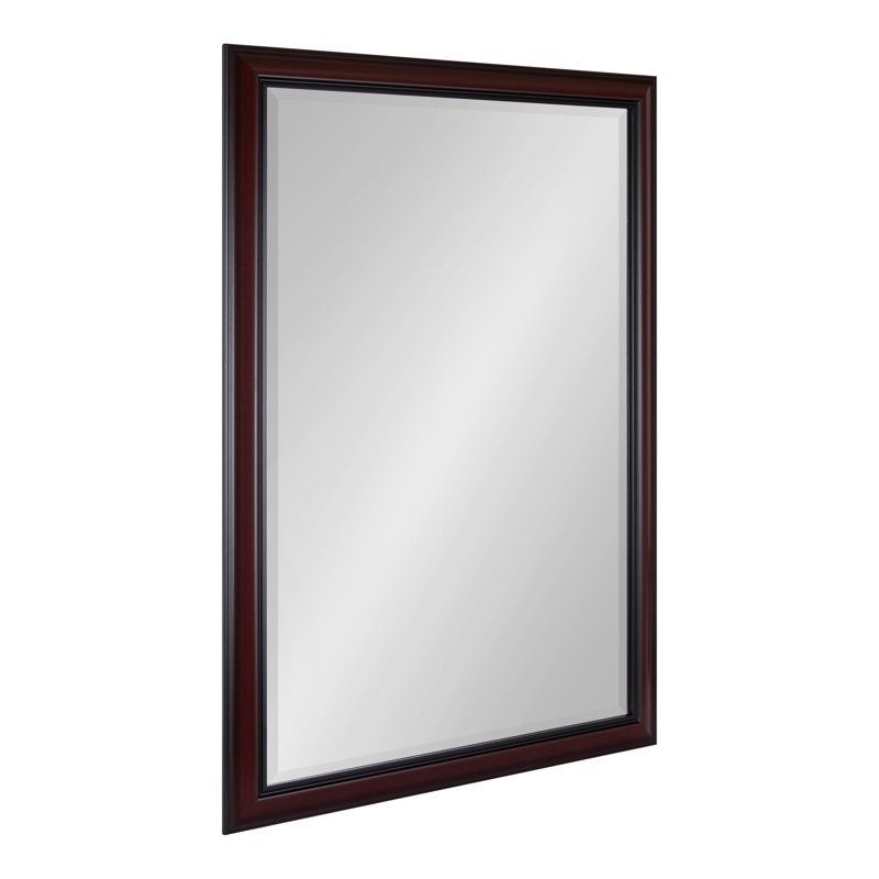 Miroir de salle de bain traditionnel biseauté, Brun, 40 po x 28 po