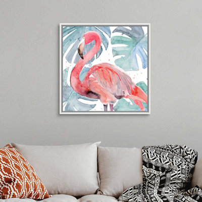 «Flamingo Splash II», art mural sur toile