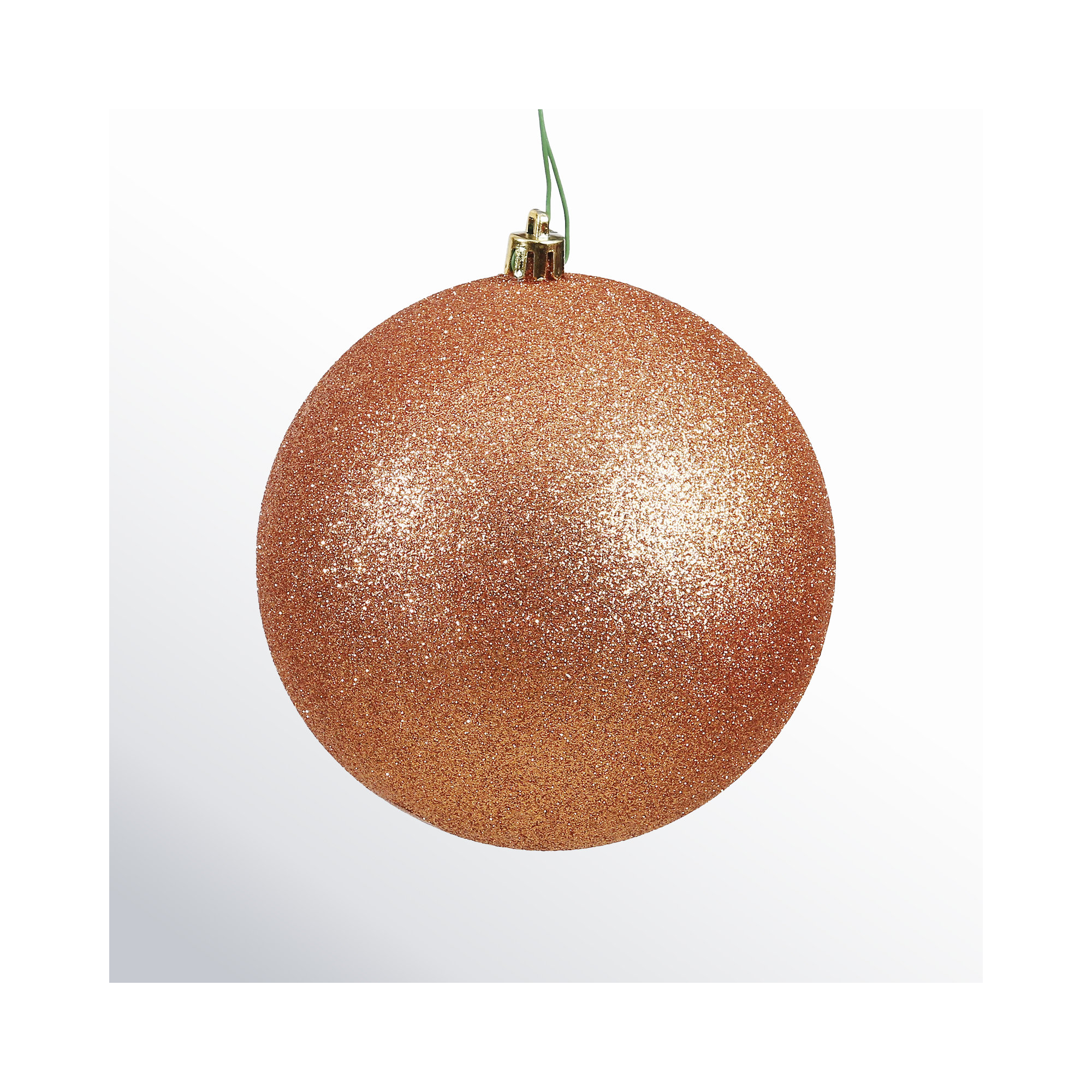 Holiday Décor Ball Ornament, 3" H x 3" W x 3" D, Rose Gold Glitter