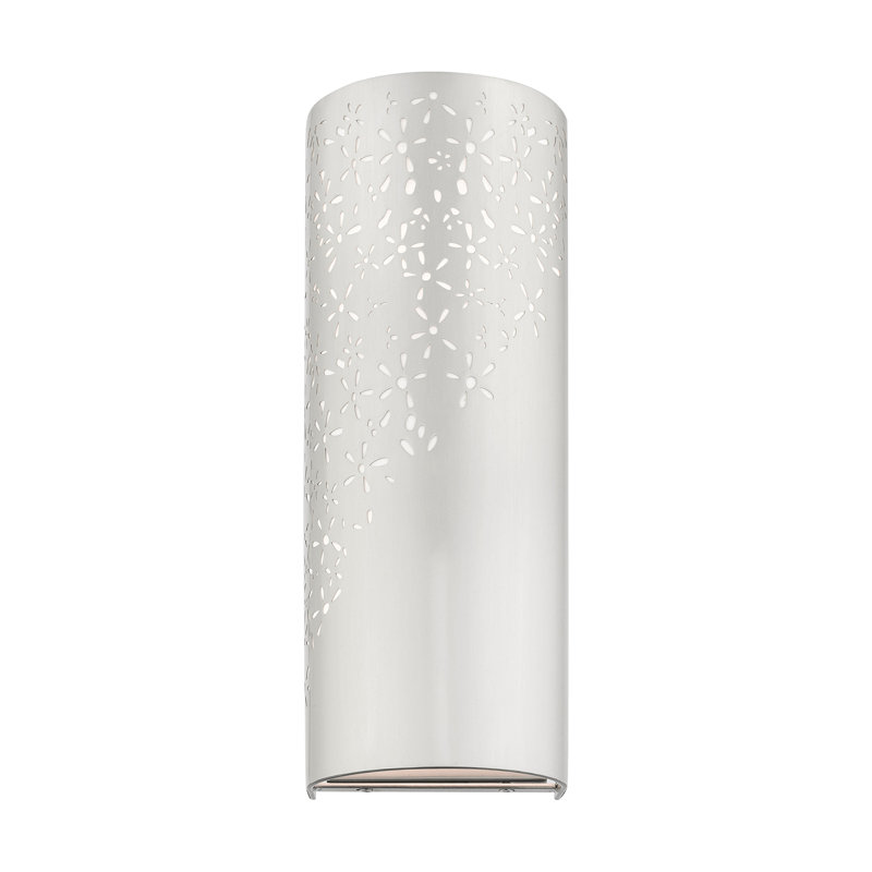 Noria Brushed Nickel 2-Light ADA Compliant Sconce with Off-White Linen Shade