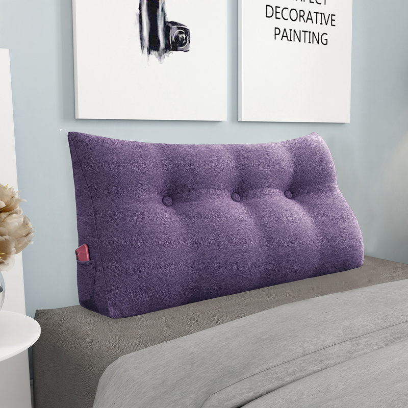 180cm Curved Headboard Pillow, 50cm H x 100cm W, Grey Lilac