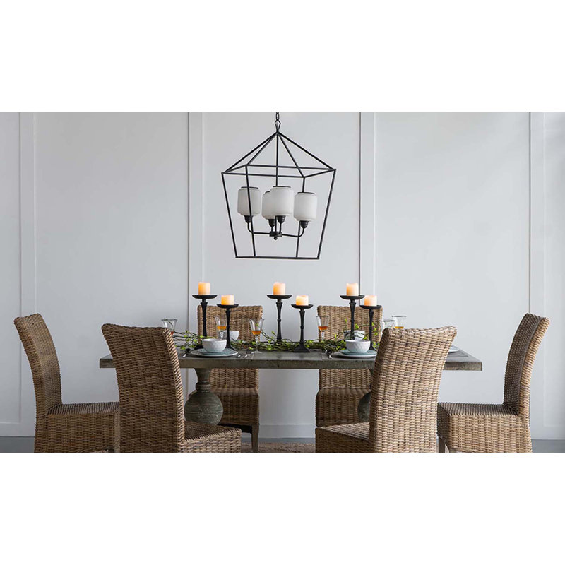Lustre à motif géométrique de style lanterne à 4 lumières