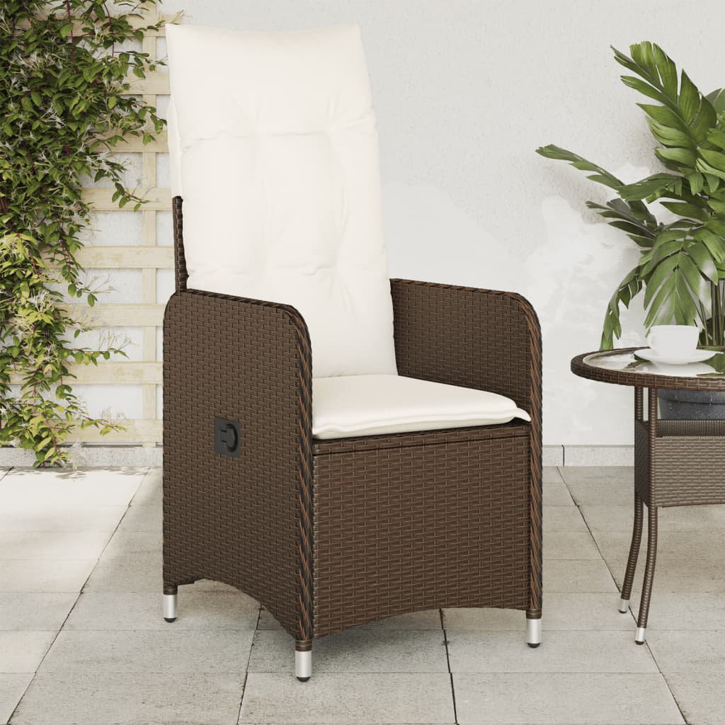 Vidaxl Gartensessel Verstellbar Mit Kissen Braun Poly Rattan