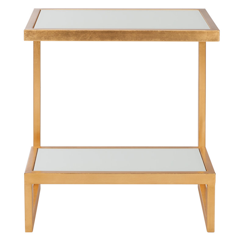 Table de bout avec rangement Oxendine, Or/blanc