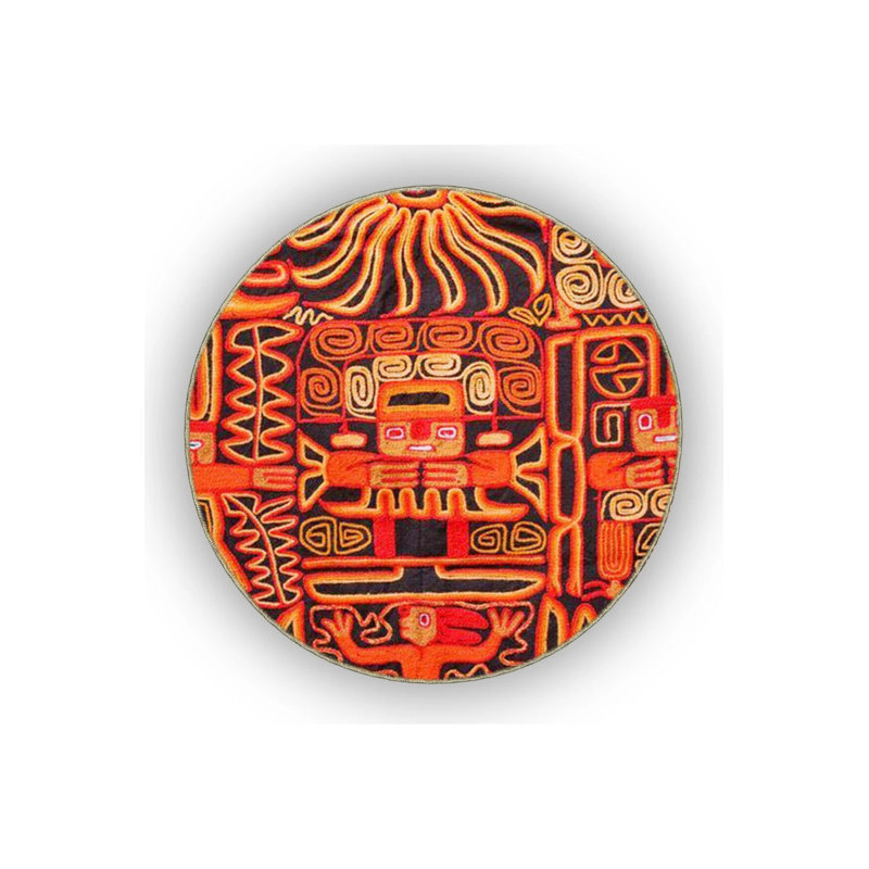 Orange Themed Mixed Abstract Figure Patterned Modern Decorative Carpet, Rectangle 5'2" x 7'7"