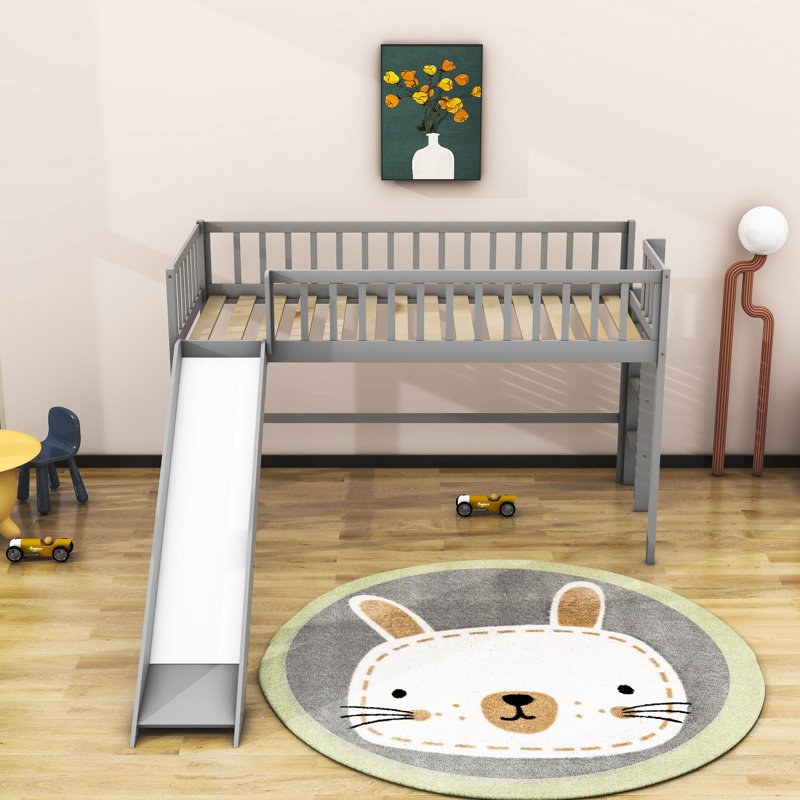 Falih Kids Twin Loft Bed, Gray