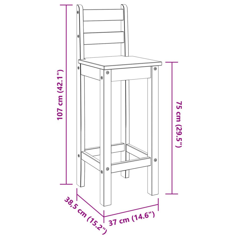 Aastha Solid Wood Counter Stool, Brown