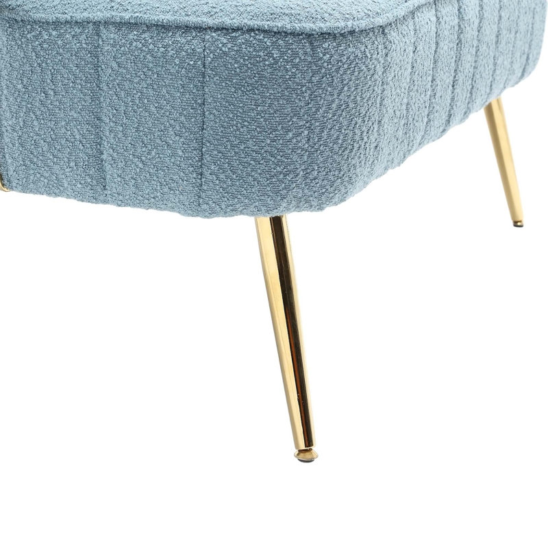 Causeuse en tissu Donneta Boucle, Velours bleu clair