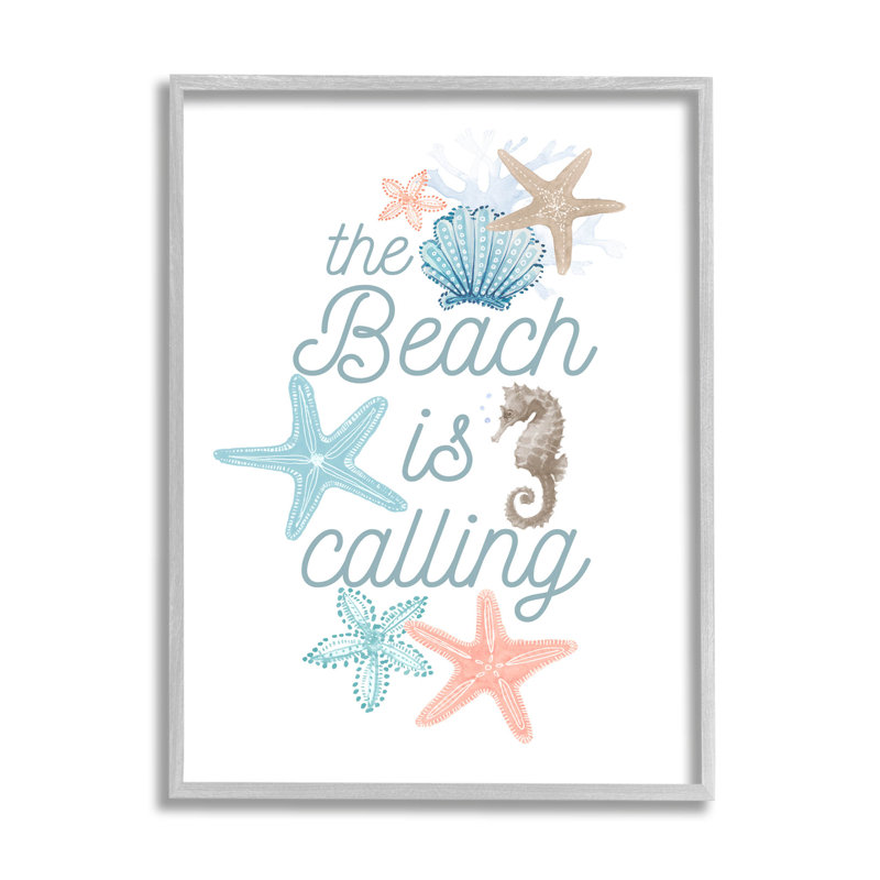 «Beach Is Calling Divers Sea Life», estampe numérique par Lanie Loreth, H 20 po x l 16 po x P 1,5 po