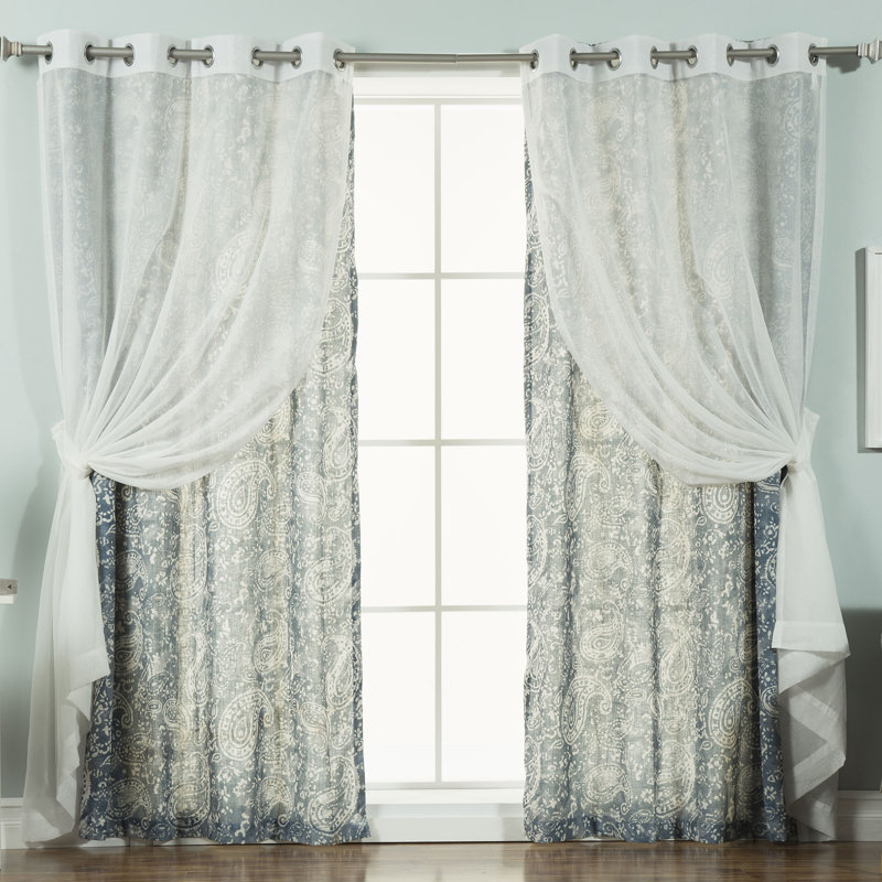 Panneau coulissant transparent avec œillets Yashvi, Bleu