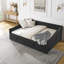 Lit de jour simple rembourré avec tiroirs de rangement, canapé-lit en tissu noir, dossier capitonné et accoudoirs cloutés en cuivre-1850234548-1850234554