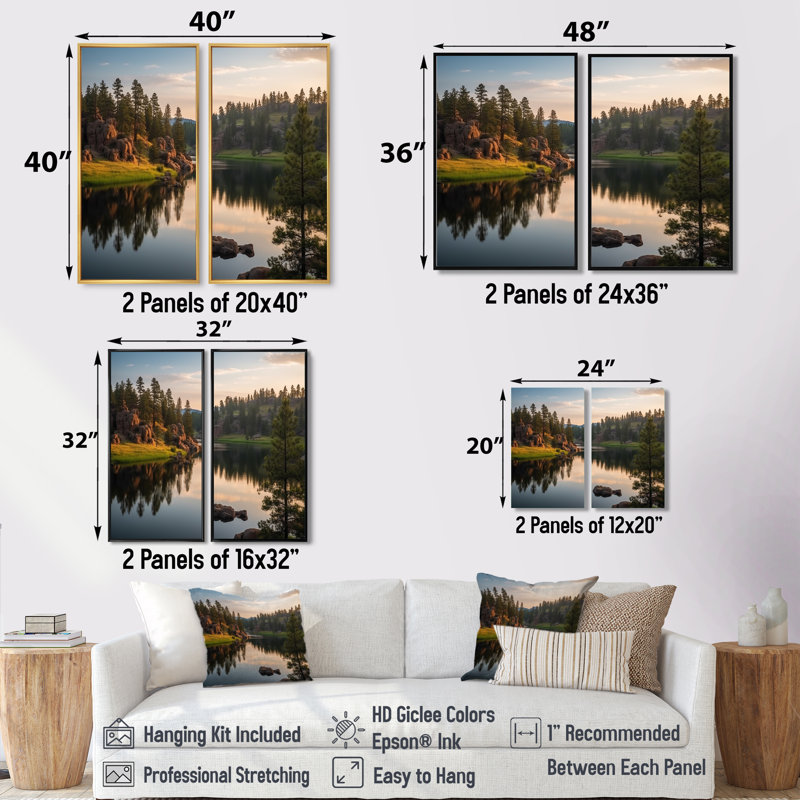 South Dakota Custer State Park Serenity I - grand art mural du Dakota du Sud, 20" H x 24" W, Silver