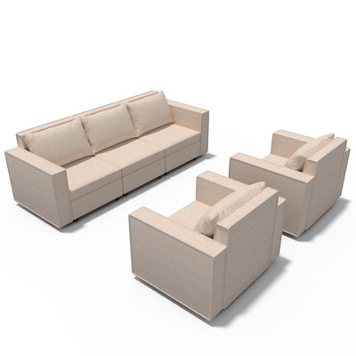 Weimer 5 Piece Upholstered Modular Sectional Sofa With Storage