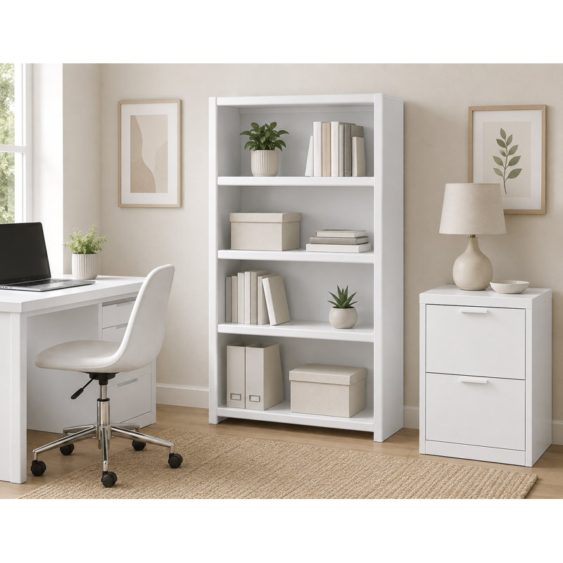 McKaylah Bookcase, Bright White, (3 Shelf) 60” H x 32” W x 13” D