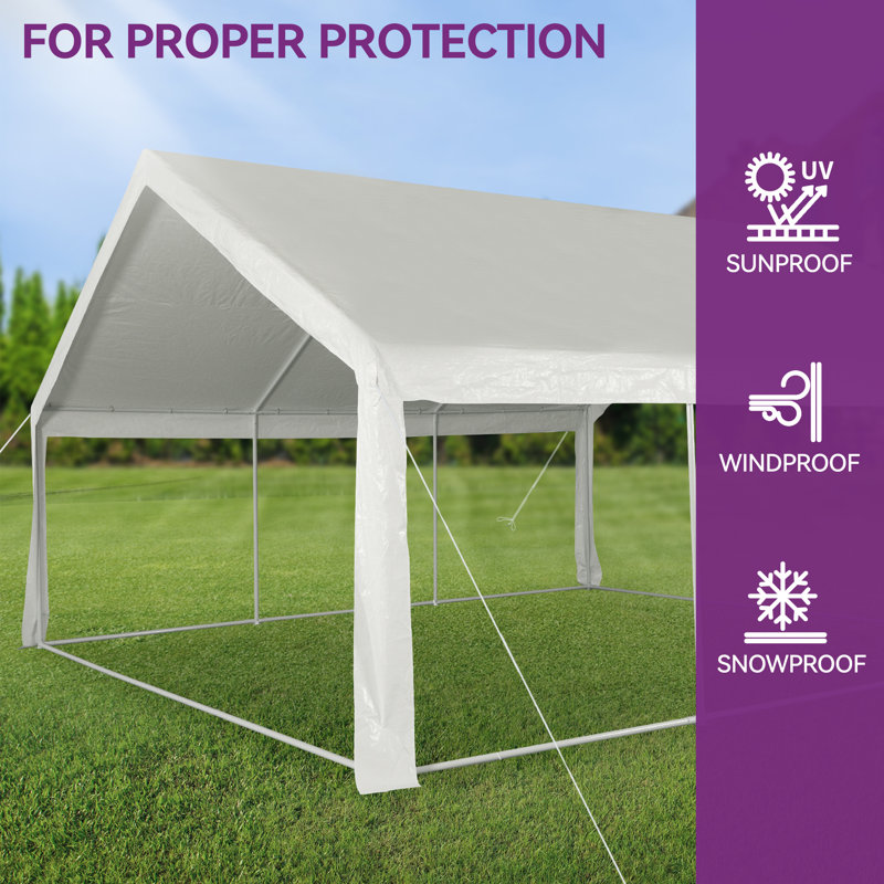 Outdoor White Party Tent Canopy With PVC Windows, 20 ft. W x 20 ft. D