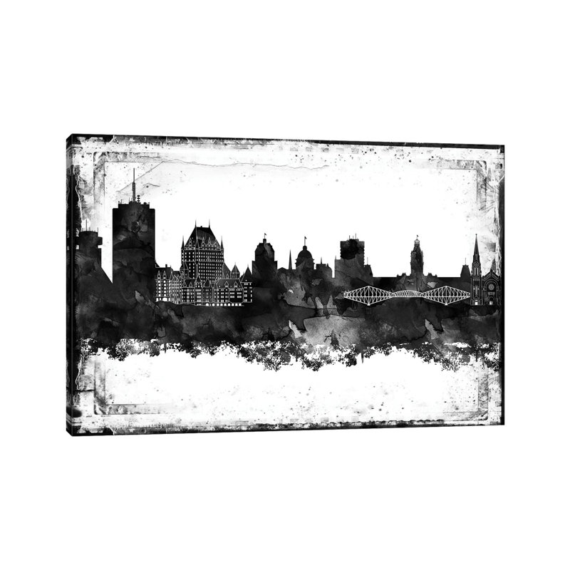 Quebec Black & White Film by WallDecorAddict - Wrapped Canvas Print, 20.32cm H x 30.48cm W x 1.9cm D