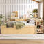 Lit de jour en bois avec bureau intégré, lit gigogne, tiroirs et tablettes latérales-133571513
